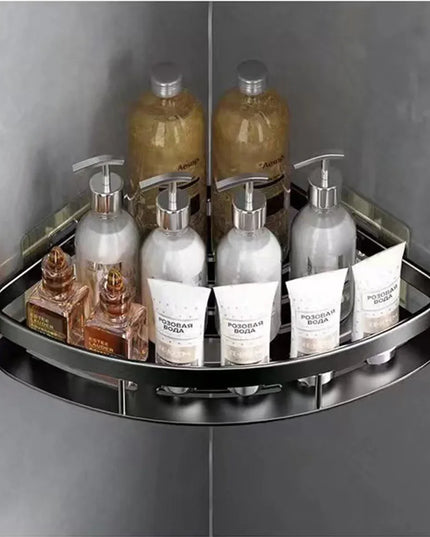 Bathroom Shelf Aluminum Alloy Shampoo Rack Makeup Storage Organizer Shower Shelf Bathroom Accessories No Drill Wall Corner Shelf