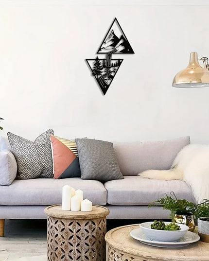 Mountain Wall Art, Mountain Waterfall Metal Wall Art Home Decor, Metal Wall Art, Home Decor Modern Art Wall Ornaments Artwork