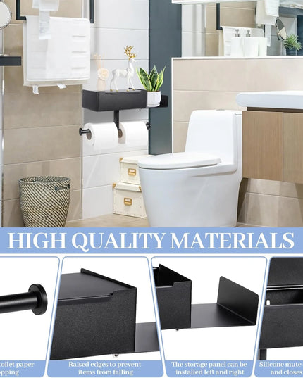 Toilet Paper Holder with Shelf Stainless Steel Paper Box Wall Mounted Wipes Holder for Bathroom Flushable Wipes Storage Holder