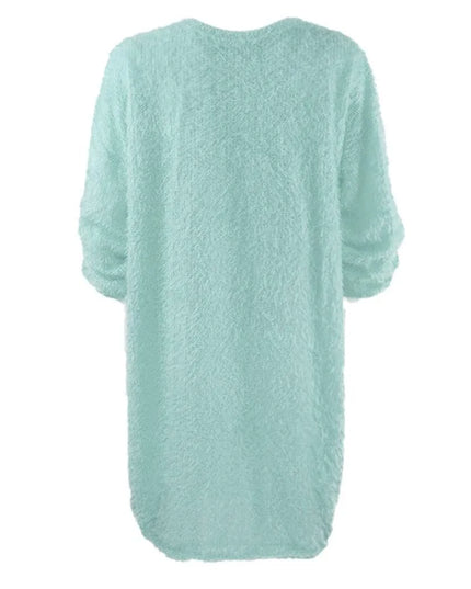 Women Winter Sweater Knit Crewneck Warm Long Sleeve O-Neck Casual Sweatshirts Dress Solid Color Oversized Basic Ladies Cloth