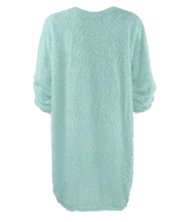 Women Winter Sweater Knit Crewneck Warm Long Sleeve O-Neck Casual Sweatshirts Dress Solid Color Oversized Basic Ladies Cloth