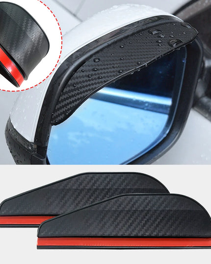 2PCS Carbon Fiber Sun Visor Shade Cover Car Rearview Mirror Rain Eyebrow Protector Clear Vision for Rain Car Mirror Accessories