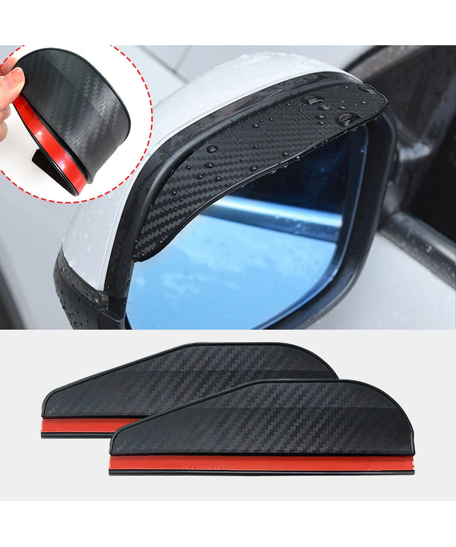2PCS Carbon Fiber Sun Visor Shade Cover Car Rearview Mirror Rain Eyebrow Protector Clear Vision for Rain Car Mirror Accessories