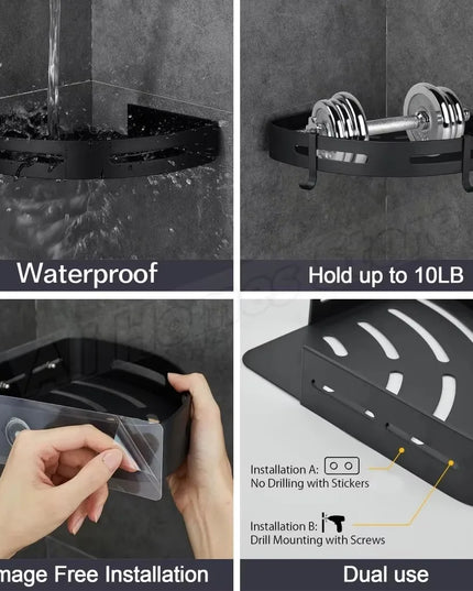 No Drill Wall Corner Bathroom Shelf Corner Shelf Storage Organizer Shower Shelf Shampoo Makeup Bathroom Accessories Towels Rack