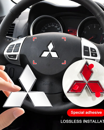 Car Steering Wheel Sticker Badge Decoration Auto Accessories Mitsubishi Outlander Lancer 10 9 ASX RALLIART Eclipse L200 Pajero