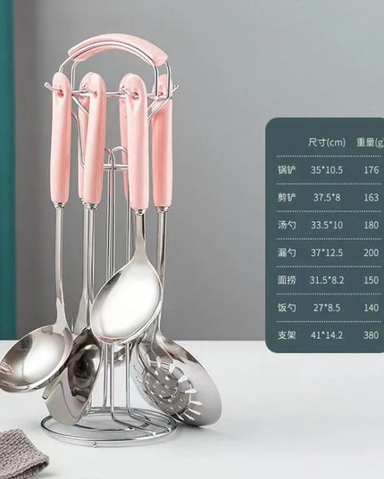 7pcs stainless steel spatula soup spoon kitchenware set cooking spatula kitchen supplies ceramic handle Nordic kitchen tools