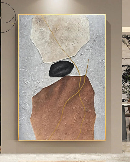 Beige White Painting Wabi-Sabi Texture Wall Art Neutral White Abstract Handmade Painting on Canvas Wall Decor For Living Room