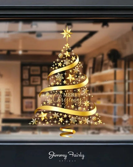 1pc Christmas Tree Sticker, Sticker Christmas Window Sticker Snowflake Christmas Tree Decal, DIY Static Wall Window Door Mural