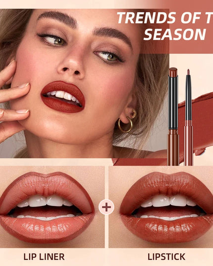 QIBEST Matte Nude Lipstick Pen Long Lasting Lipliner Lip Pencil Waterproof Lip Liner Contour Sexy Red Lip Makeup Set For Women
