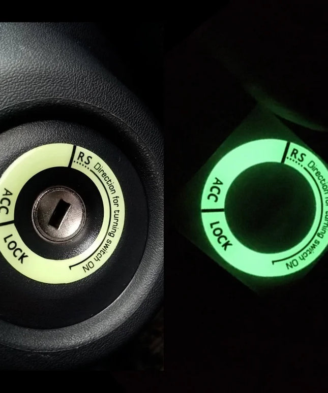 Night Luminous Car Ignition Key Ring Stickers Auto Motorcycle 3D Decals Decoration Key Fluorescent Circle