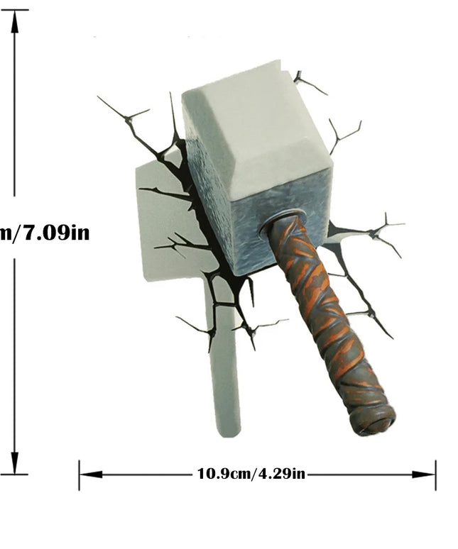 Eye-Catching 3D Crack Hammer Car Stickers for All-Terrain Vehicles Bumper Door Cover Scratches Scooter Body Waterproof Decals