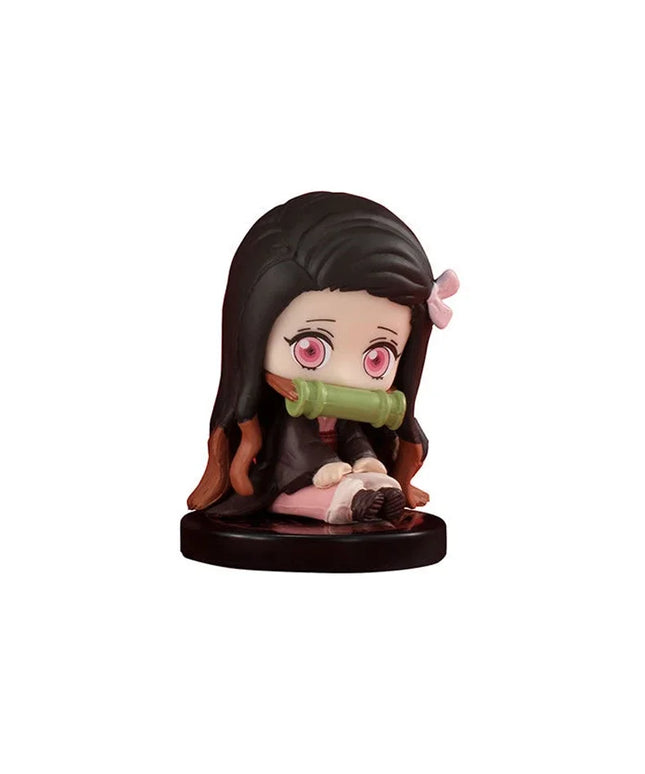 10pcs Set Q Version Demon Slayer Sitting Ghost Doll Tanjiro Nidouzi Inosuke Zenizu Figure Action Figure Movie Model kid Toy Gift