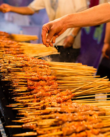 30/50PCS Disposable Wooden Grill Grilling Bbq Tools Outdoor Cooking BBQ Sticks Bamboo Skewers Barbecue Tools Fruit Sticks