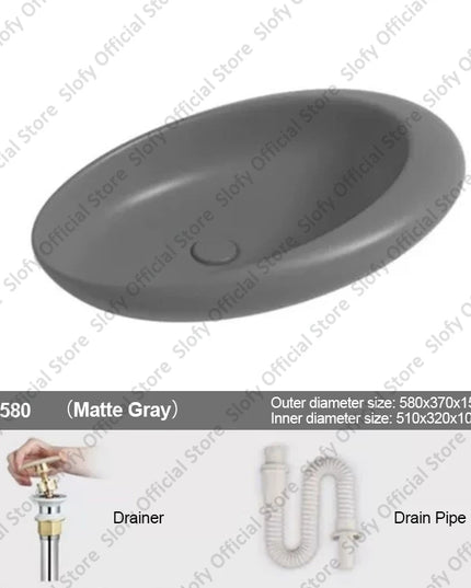 Nordic-style Hotel Countertop Basin Fashionable Art Bathroom Sink Egg-shaped Ceramic Sinks Various Styles Home Balcony Washbasin