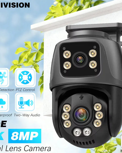 ICSee 8MP Dual Lens Dual Screen POE IP Camera Smart Home 360° PTZ Wired Network Video Surveillance Camera Human Detection CCTV