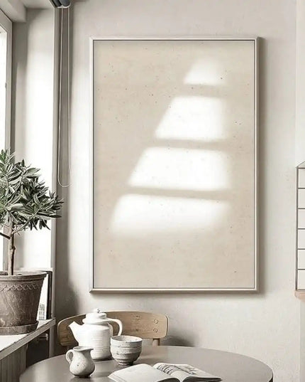 Beige White Painting Wabi-Sabi Texture Wall Art Neutral White Abstract Handmade Painting on Canvas Wall Decor For Living Room