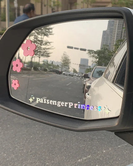 2pcs Mirror Decoration Sticker Passenger Princess Star Mirror Decal Sticker Rearview Mirror Car Vinyl Decoration Funny Car Decal