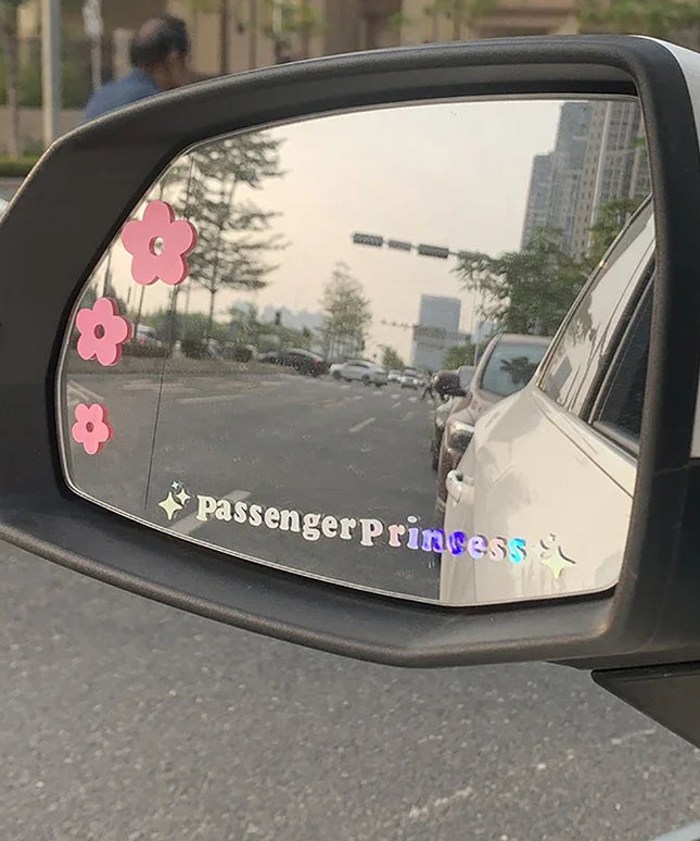 2pcs Mirror Decoration Sticker Passenger Princess Star Mirror Decal Sticker Rearview Mirror Car Vinyl Decoration Funny Car Decal