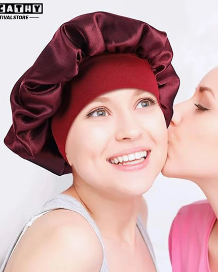 Hair Bonnet For Sleeping Women Wide Brim Sleep Cap Hair Bonnet For Curly Hair Showercap Children Men