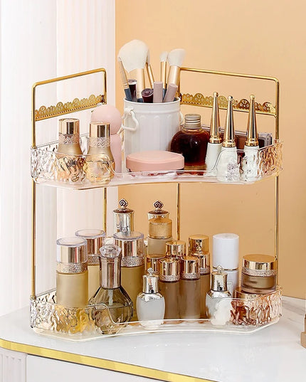 1Pc/Bathroom Cosmetic Rotating Storage Rack Desktop Cosmetic Organizer Shelf Toiletries Multi-Layer Storage Tray