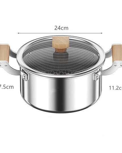 316L Stainless Steel Soup Pot Wok Honeycomb Non-stick Pot with lid Frying Pan Home Hot Pot Induction Cooker Gas Stove Universal