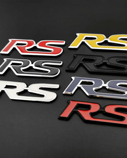 3d Metal RS Sticker Letters Logo Car Front Grille Rear Trunk Emblem Badge For Car Sport RS Sticker Acceessories