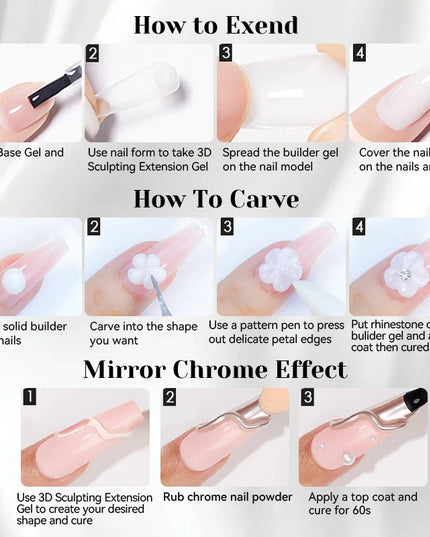 NICOLE DIARY White Non Stick Hand Extension Gel Nail Polish For 3D Shaping Carving Flower DIY Nail Art Extension Acrylic