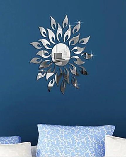 Mirror Sun Flower Art Removable Wall Sticker Acrylic Mural Decal Household Room Decoration