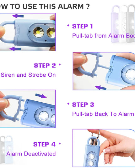 Self Defense Alarm 130DB LEDLight Anti-wolf Alert for Girl Child Women Carrying Scream Loud Panic Alarm Emergency Alarm Keychain
