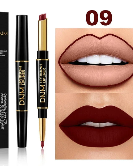 DNM Double-ended Matte Lipstick Pencil Non-stick Cup Long Lasting Lipstick Lip Liner Waterproof 2 In 1 Lip Stain Pencil Makeup