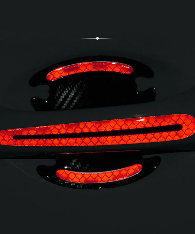 8 General-Purpose 3D Carbon Fiber Car Door Handle Stickers Scratch-Resistant Stickers Car Safety Reflective Strip Auto Stickers
