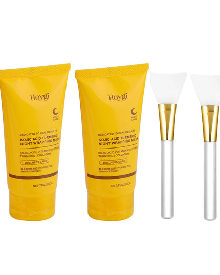 2pcs Collagen Overnight Facial Mask Deep Pore Cleansing Peel off Oil Control Turmeric Night Face Mask for Skin Care