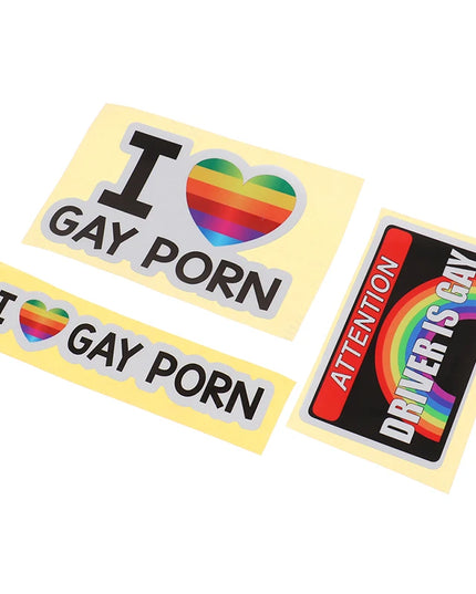 1Pc I LOVE GAY PORN Car Stickers Reflective Personality Car Stickers Gay Funny Stickers