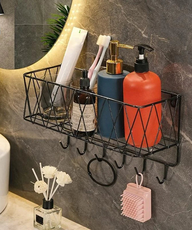Shower Caddy Basket Shelf, Bathroom Shampoo Organizer Shelves, Kitchen Storage Rack, No Drilling Wall Mounted Shower Shelf