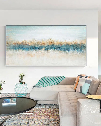 Gold Foil Teal Green 3D Texture Abstract Painting On Canvas Livingroom Bedroom Large Luxury Gold Wall Art New Home Art Decor