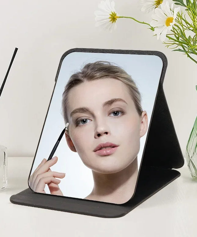Folding Makeup Mirror High-quality Portable Desktop Makeup Mirror Single-side Creative Women Solid Color Standing Makeup Mirror