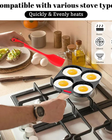 Deepened Egg Frying Pan with Lid 4-Cup Nonstick Granite Omelette Pan Skillet Pancake Pan Healthy Breakfast Egg Cooker Pan