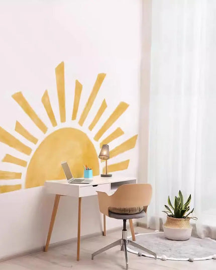 Half Sun Wallpaper Decal Sunshine Vinyl Wall Stickers Boho Nursery Baby Room Wall Stickers Self-Adhesive Bedroom Home Decor