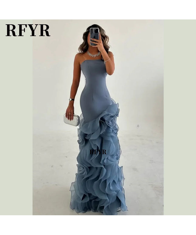 RFYR Asymmetrical Prom Gown Tiered Layers Party Dress for Women Mermaid Evening Dresses Formal Occasion Dresses Customized