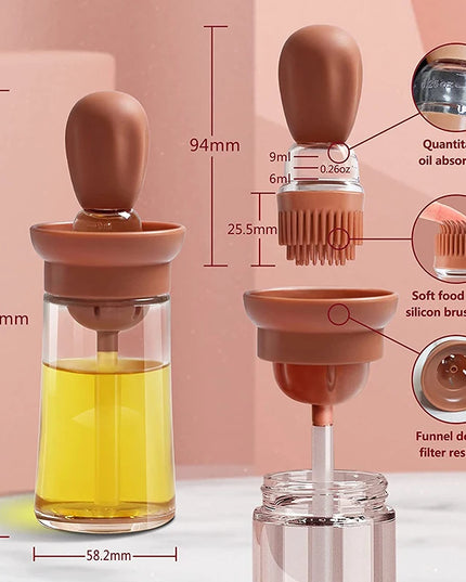 Portable Kitchen Oil Bottle Silicone Brush Control Quantitative With Barbecue Spray Bottle For BBQ Cooking Baking Oil Dispenser