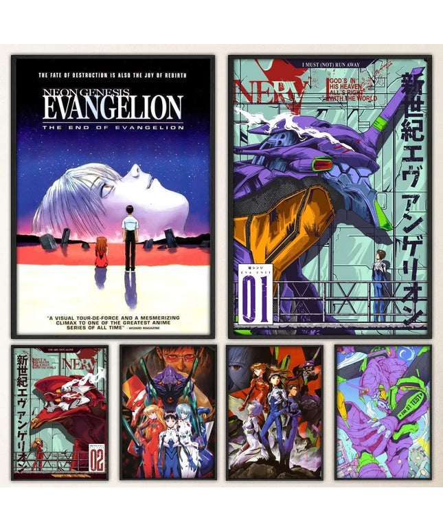 N-Neon G-Genesis E-Evangelion Poster Fancy Wall Sticker for Living Room Bar Vintage Decorative Painting Middle