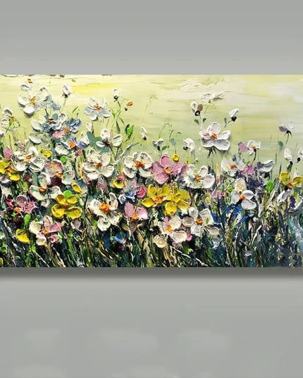 Flower Landscape Oil Painting on Canvas Abstract Green Nature Handmade Painting Living Room Home Decor Large Wall Art Custom Art