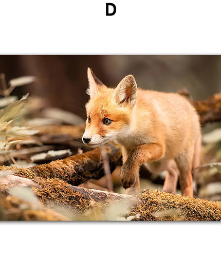 Autumn Scenery Wall Art Print Pumpkin Tree Grass Fox Canvas Painting food Poster Restaurant Kitchen Pictures Living Room Decor