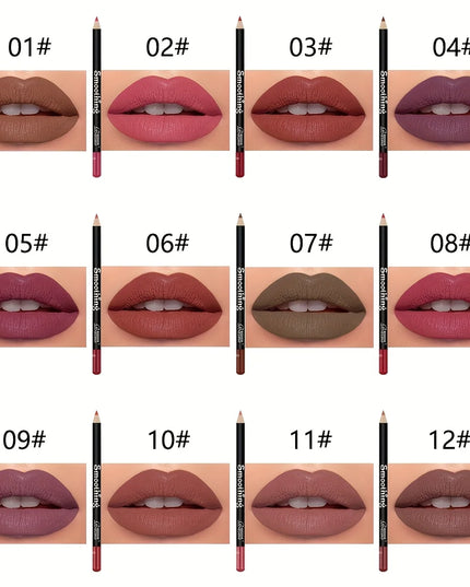 12 pcs Long-Lasting Lipstick Set with Professional Lip Liner Pencil and Matte Lip Gloss for Women Valentine's Day Gifts