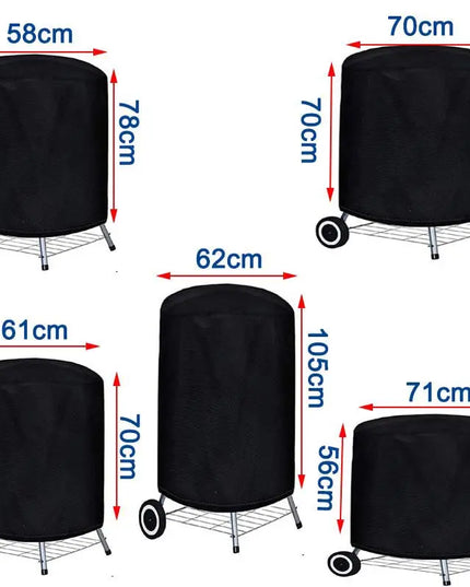 Round Black Outdoor Grill Cover Fire Pit Stove BBQ Covers Waterproof Heavy Duty Garden 210D Cloth Electric BBQ Protection Cover