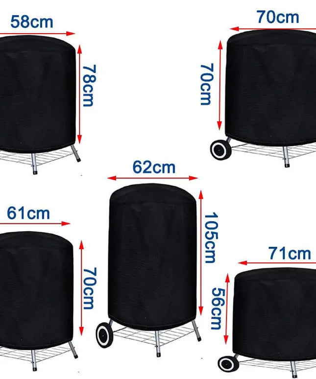 Round Black Outdoor Grill Cover Fire Pit Stove BBQ Covers Waterproof Heavy Duty Garden 210D Cloth Electric BBQ Protection Cover