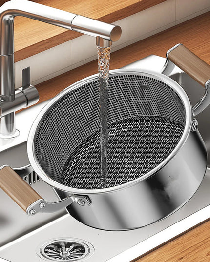 316L Stainless Steel Soup Pot Wok Honeycomb Non-stick Pot with lid Frying Pan Home Hot Pot Induction Cooker Gas Stove Universal