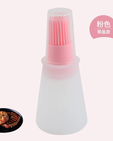 Silicone Oil Bottle Brush Oil Dispenser Bottle With Barbecue Brush High Temperature Resistant Basting Brush Kitchen BBQ Tools