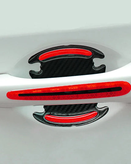 8 General-Purpose 3D Carbon Fiber Car Door Handle Stickers Scratch-Resistant Stickers Car Safety Reflective Strip Auto Stickers