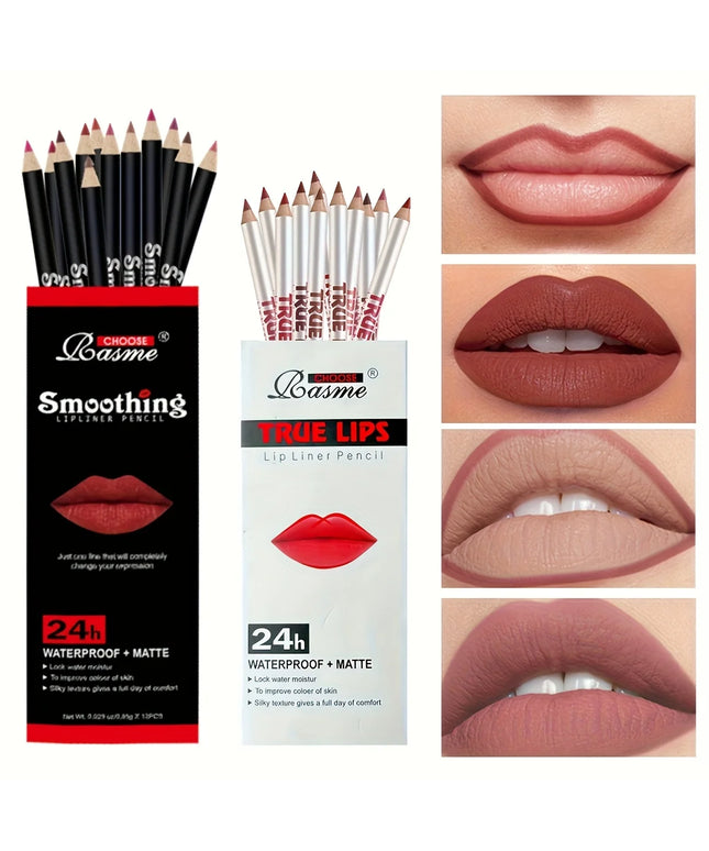 12 pcs Long-Lasting Lipstick Set with Professional Lip Liner Pencil and Matte Lip Gloss for Women Valentine's Day Gifts